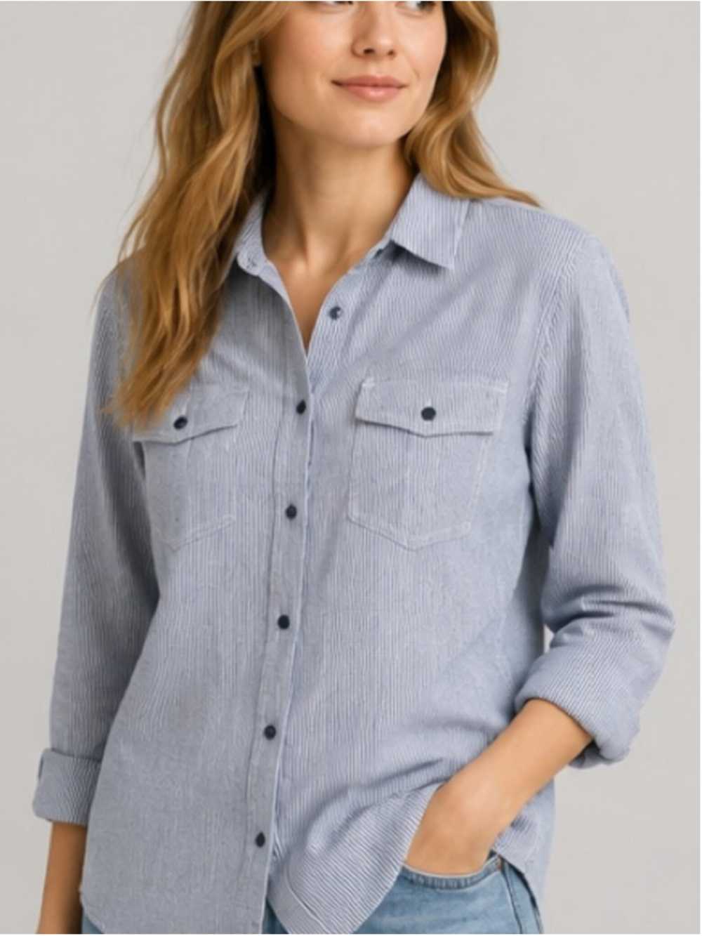 Patagonia Light Blue Striped Casual Button-Down Shirt